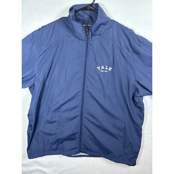 Yale Navy Blue Windbreaker Jacket With Zip Front & Elastic Cuffs XL - Picture 3 of 12